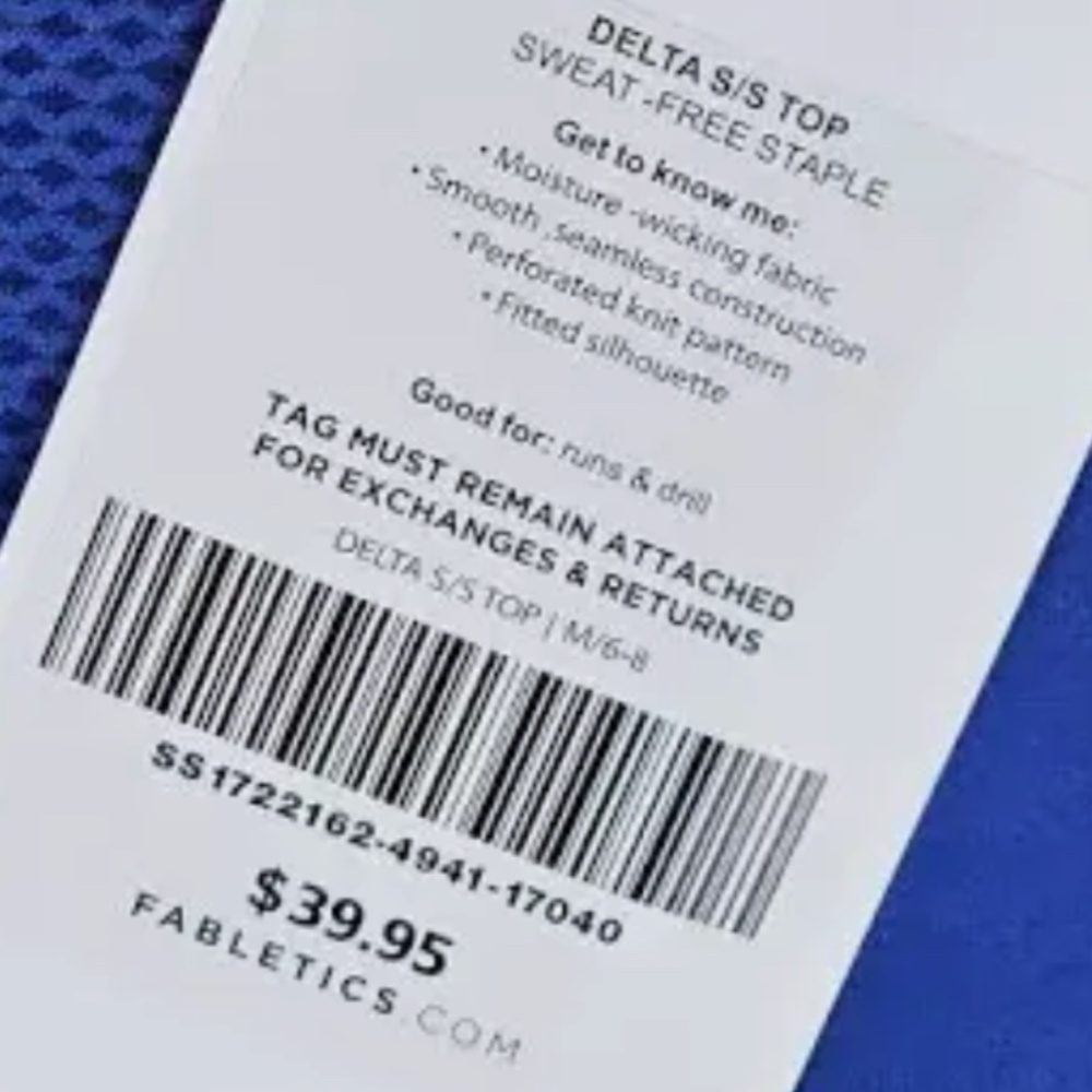 Fabletics Delta Short Sleeve Tee Blue Sz L - Picture 7 of 7